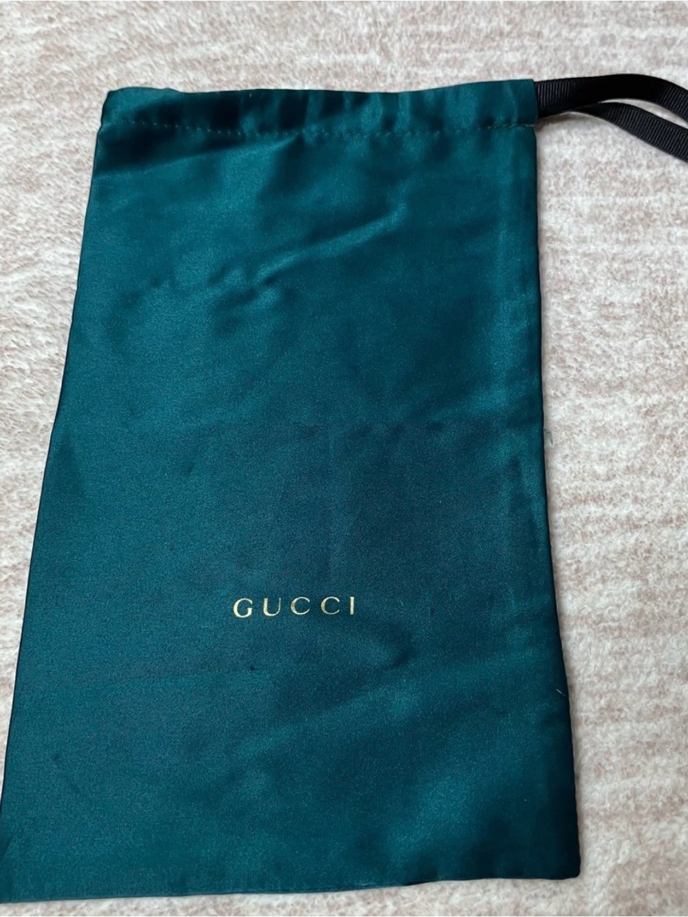Gucci Teal Drawstring Travel Dust Bag with Gold Logo